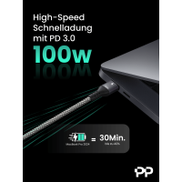 ProfiPatch USB C Kabel 100W Ladekabel mit Textilmantel 0,5-3