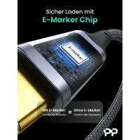 ProfiPatch USB C Kabel 100W Ladekabel mit Textilmantel 0,5-3
